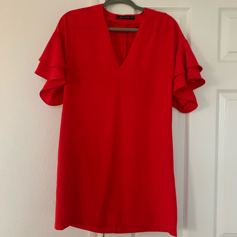 Zara Red Ruffle Dress